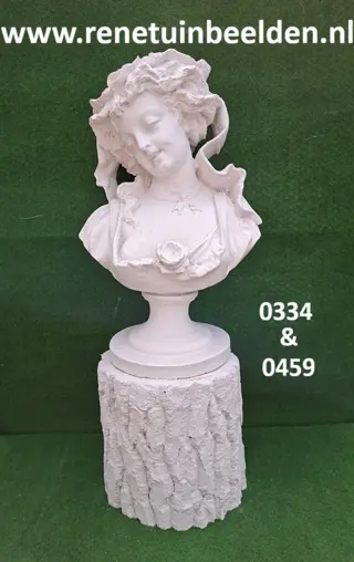 Borstbeeld vrouw met zuil boomstam laag. nr 0334 & 0459.