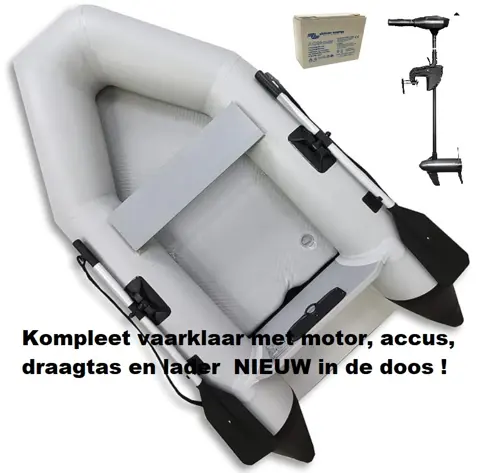 Nieuwe rubberbootset met fluistermotor en 2 accu's alles volledig nieuw !