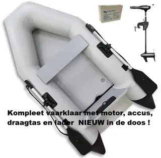 Nieuwe rubberbootset met fluistermotor en 2 accu's alles volledig nieuw !