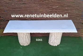 Tuinbank met boomstam zuil. nr 0261 & 0260.