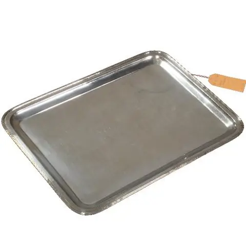 Antieke dienbladen / Groot strak en zwaar uitgevoerd Silver plated dienblad ca. 1910