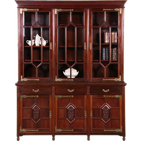 Boekenkast gemerkt Maple &amp; Co 6 deuren 3 laden brons beslag ca 1900
