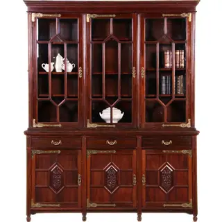 Boekenkast gemerkt Maple &amp; Co 6 deuren 3 laden brons beslag ca 1900