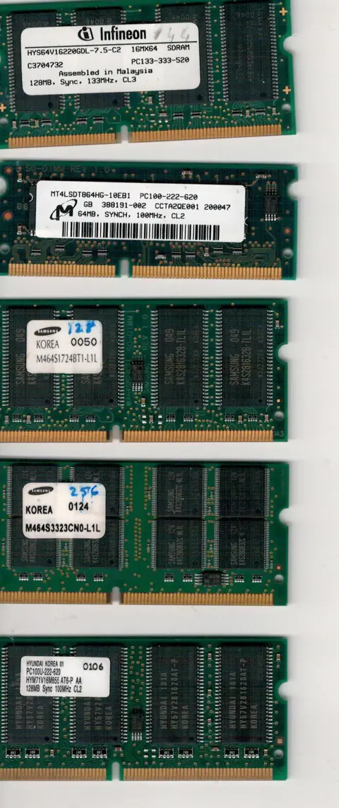 Verschillende Ram geheugen voor oude laptops