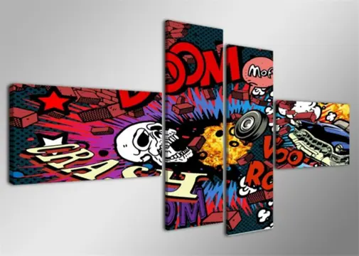 Nieuw canvas schilderij 4-luik Crash 160 x 70 cm