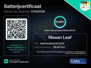 Nissan LEAF E+ N-Connecta 62 kWh 92% SOH 1e EIG NL-Auto BTW Auto Rijklaarprijs!