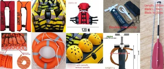 Life buoy ring,marine rope,life jacket,oar,rescue bag