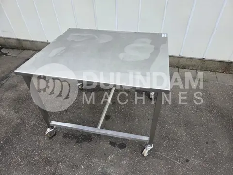 Werktafel RVS, 120 x 100 cm, op wielen