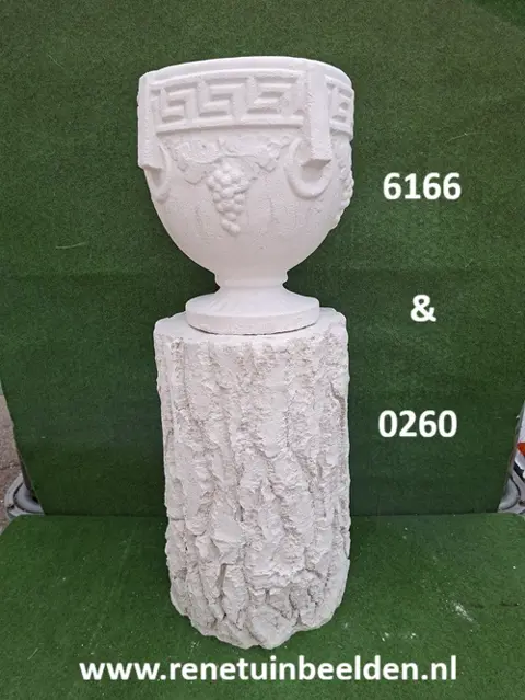 Griekse Planten bak met zuil boomstam. nr 6166 & 0260.