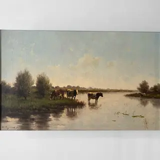 H.C.C. Bogman 1861-1921 Koeien in de Polder olieverf op linnen gesigneerd en gedateerd