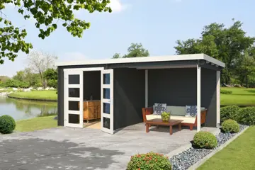 Blokhut met overkapping Helena 472x230 Onbehandeld vuren