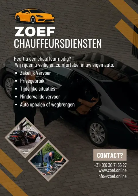 Zoef Chauffeursdiensten: u zit ontspannen, wij rijden.