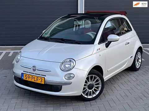 Fiat 500 C 0.9 TwinAir CABRIO Lounge PARELMOER ZEER NETTE STAAT AUTOMAAT ROOD LEER CLIMA BOMVOL OPTI