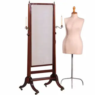 Engelse passpiegel met kandelaren ca 1890 en fraai ingelegd en facet geslepen