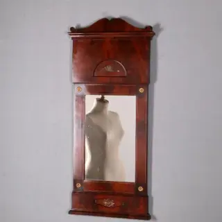 Hollandse Empire spiegel met brons en inlegwerk ca. 1810 bloemmahonie