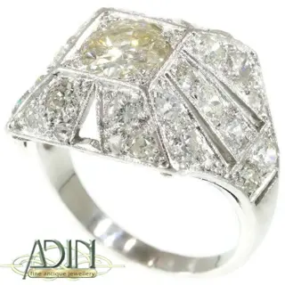 Art Deco cocktail ring met diamant