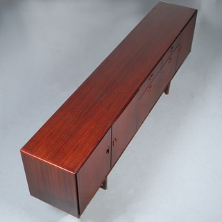 Vintage Dressoir door Fristho in palissander met grote bar  2 laden en 3 deuren ca 1965