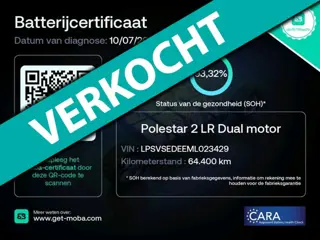 Polestar 2 Long Range Dual Motor Launch Edition 78kWh 93% SOH Trekhaak 1e Eig NL-Auto Rijklaarprijs!