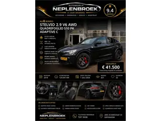 Alfa Romeo Stelvio 2.9 V6 AWD Quadrifoglio 510 PK Adaptive Cruise Harman Kardon Keyless 20''