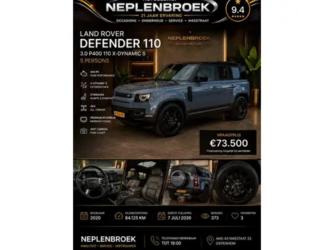 Land Rover Defender 110 3.0 P400 110 X-Dynamic S 5 Persoons Luchtvering Trekhaak LED Camera Urban 19