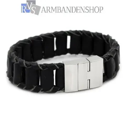 Div lederen leren heren armbanden met RVS accent