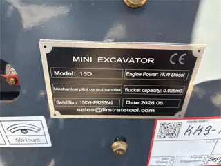 VICSEC 15D Mini Excavator (Unused) (bj 2026)
