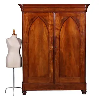 Vroeg Biedermeier notariskast in bloemmahonie met prachtig interieur ca 1820