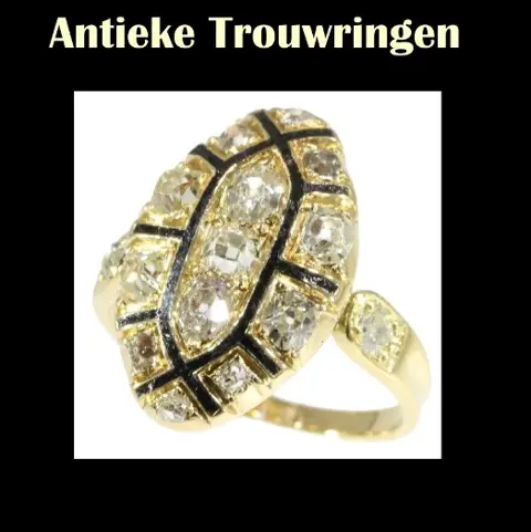 Antieke trouwring met sublieme diamant.