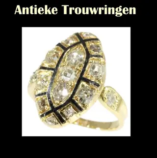 Antieke trouwring met sublieme diamant.