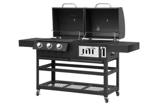 Mustang dubbele hybride grill Fargo gas en houtskool bbq