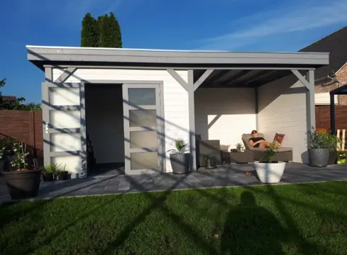 Tuinhuis-Blokhut Parelhoen met Luifel 600cm (18974)