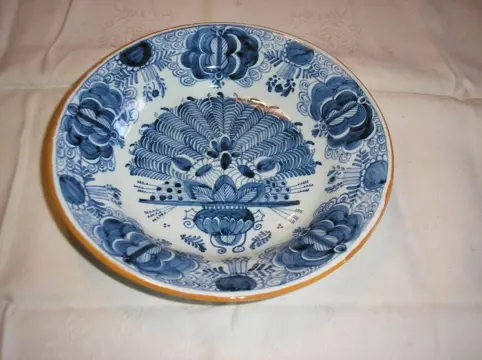 Delfts blauw bord - pauw - delft - doorsnede 17 cm