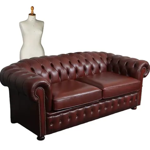 Vintage RUNDLEER Winchester Furniture  Chesterfield bank 2.5 Seater rust