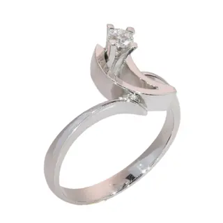 Circa 1970 18K White Gold Modernist Diamond Ring