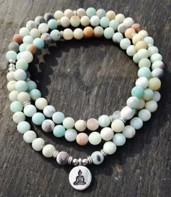 Amazoniet mala armband met Boeddha bedel