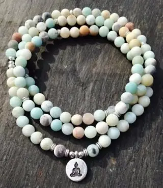 Amazoniet mala armband met Boeddha bedel