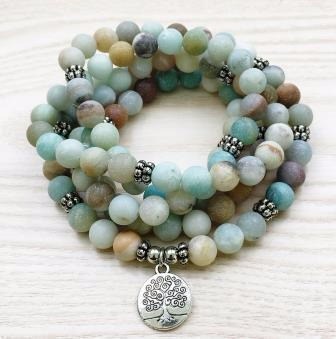 Amazoniet mala armband met Levensboom bedel