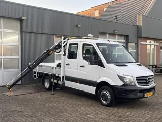 Mercedes-Benz Sprinter 513cdi 130pk DC Laadkraan Hiab 017T Airco Trekhaak 2000kg Open laadbak Euro 6