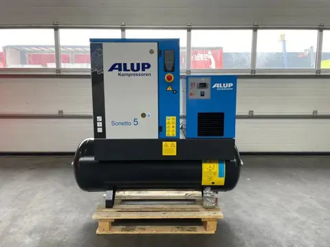 Alup Sonetto 5 + 200 Elektrische Schroefcompressor 4 kW 470 L / min 10 Bar met droger en ketel