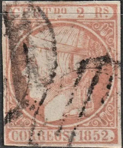 Spanje 1852 - 1852 - Isabella II - 2 r. pale orange. EXCELLENT - Edifil 14