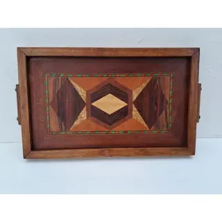 Dienblad, Ingelegd houten art deco dienblad uit 1935 (1)