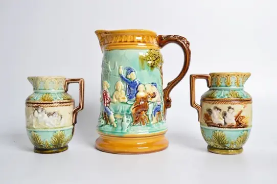 Mouzin Lecat &amp; Cie - Majolica kruiken (3)