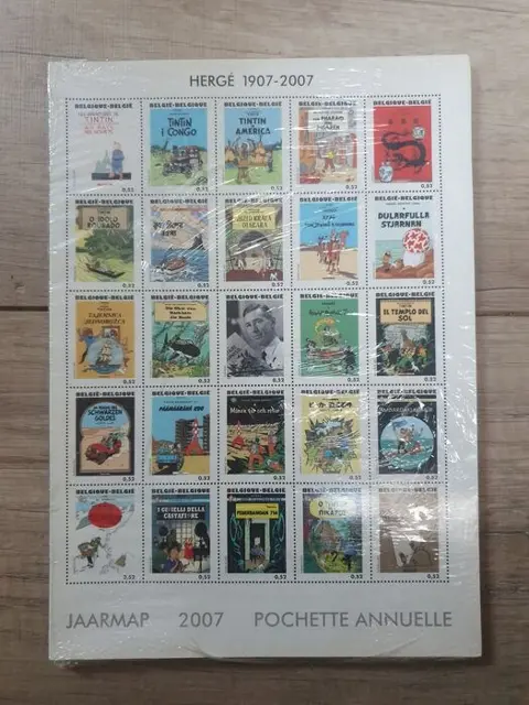 België 2007 - Jaarmap - Collectorsitem KUIFJE/HERGE in originele verpakking - Jaarmap 2007 Kuifje/Herge 1ste dag van de postzegel (collectorsitem!!)..Ongeopend!Blokken + zegels!