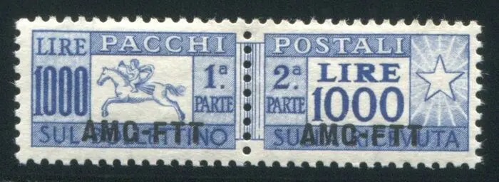 Triëst - Zone A 1954 - Trieste A postal parcels, 1000 lire ultramarine AMG-FTT with comb perforation - Sassone pp26