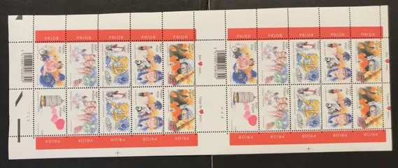 België 2003 - "Een hart voor ..." - Curiositeit "Niet versneden velletjes in verticaal paar" - OBP 3150/55 - Cu