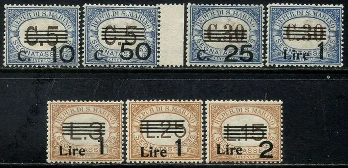 San Marino 1936 - Postage due, 7 values. - Sassone N. 47/53