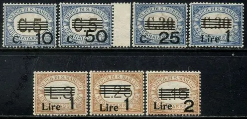 San Marino 1936 - Postage due, 7 values. - Sassone N. 47/53