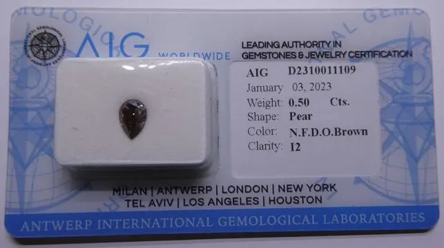 Diamant - 0.50 ct - Peer - Licht bruin oranje - P2