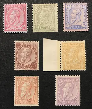 België 1884/1888 - Leopold II 10c - 2fr volledige reeks - OBP 46/52