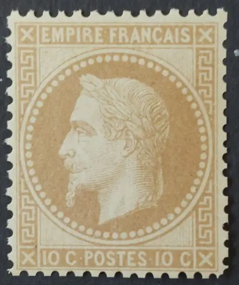 Frankrijk 1867 - Napoleon III with laurels, 10 centimes, bistre, type I - Yvert 28A